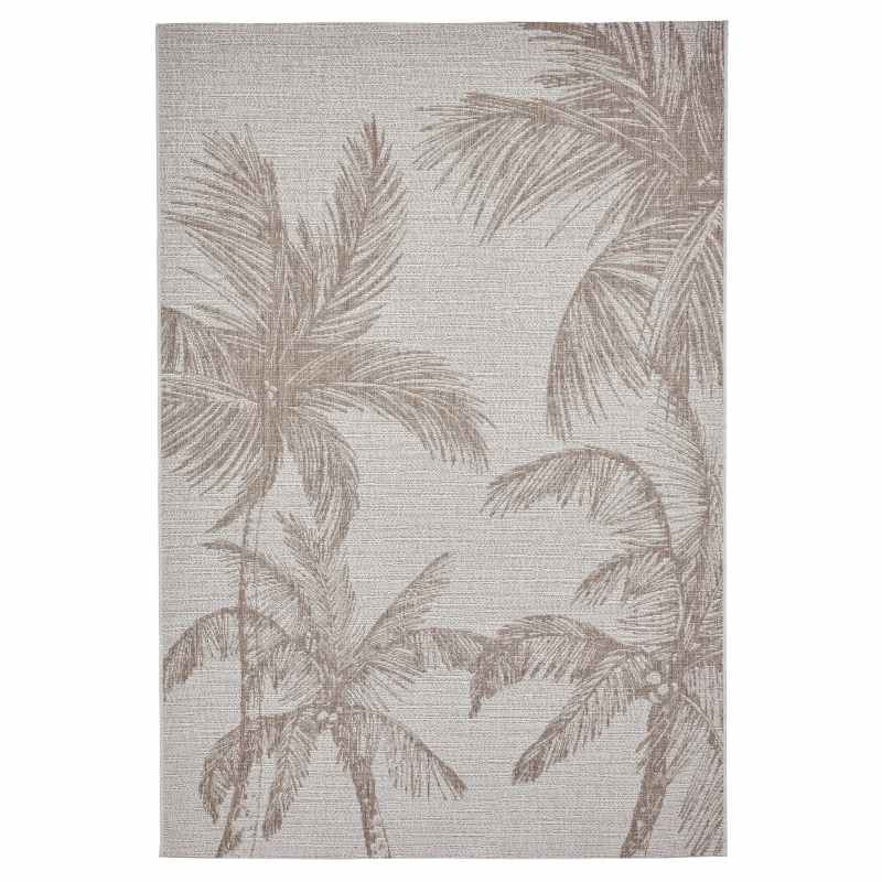 Miami A444 Indoor Outdoor Palm Leaf Rug in Beige