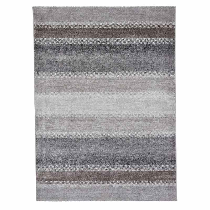 Milano 20687 Modern Stripe Rug in Grey Beige