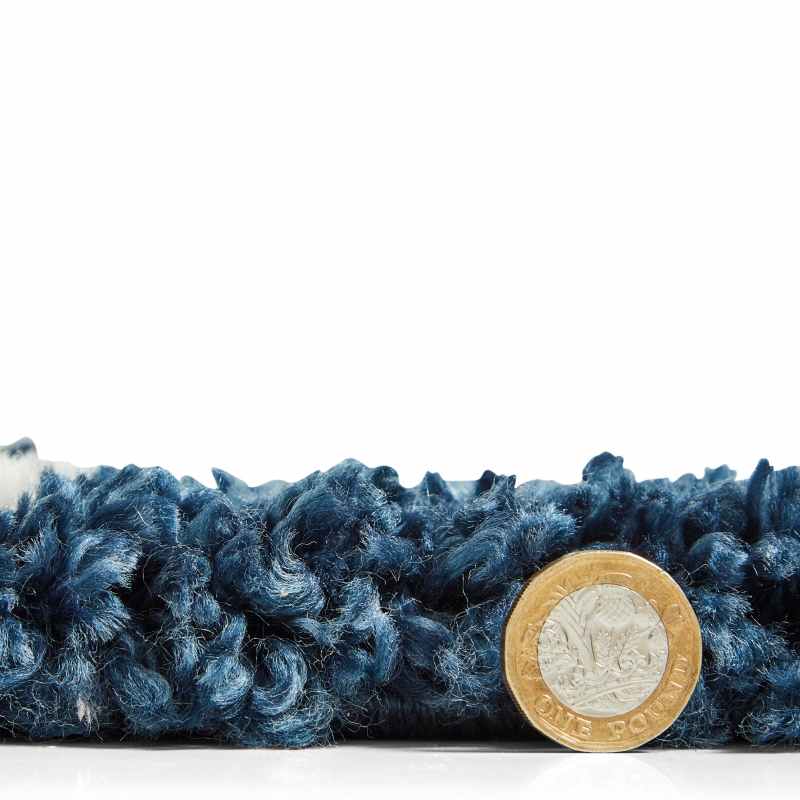 Scandi Berber G257 Shaggy Boho Rugs in Navy Cream