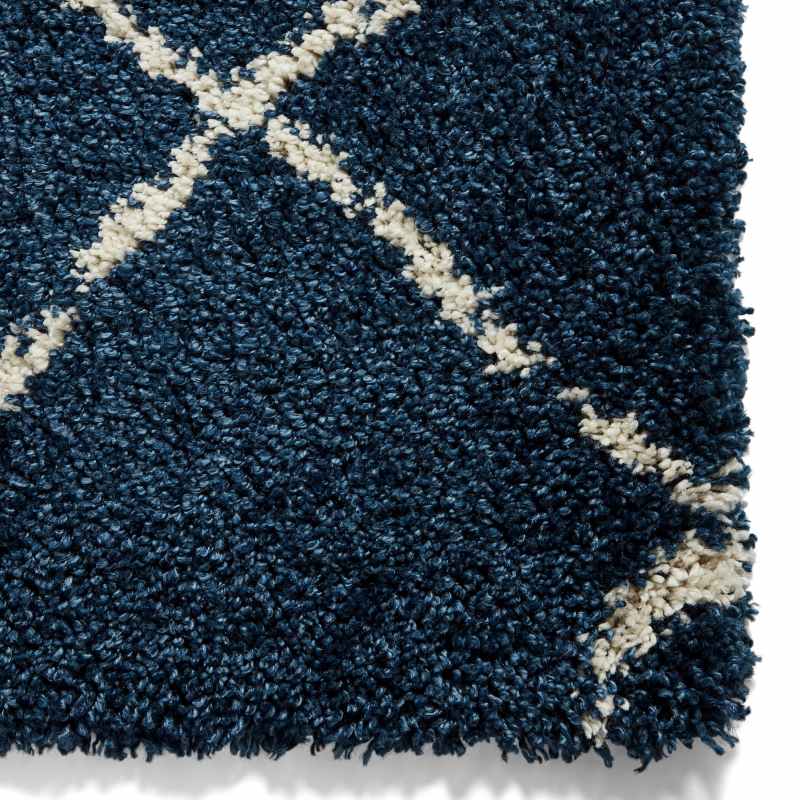 Scandi Berber G257 Shaggy Boho Rugs in Navy Cream