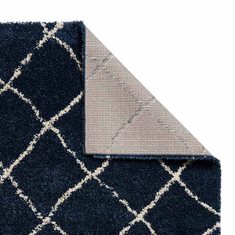 Scandi Berber G257 Shaggy Boho Rugs in Navy Cream