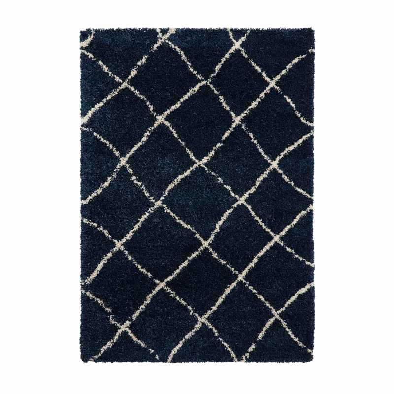 Scandi Berber G257 Shaggy Boho Rugs in Navy Cream