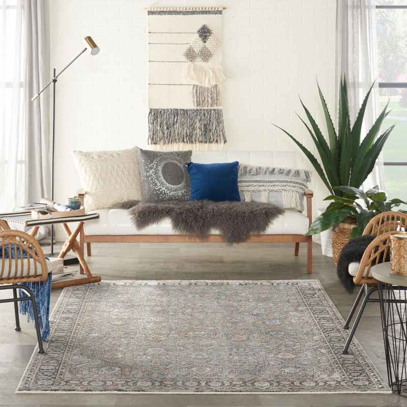 Starry Nights Traditional Medallion Rug STN10 in Grey Navy