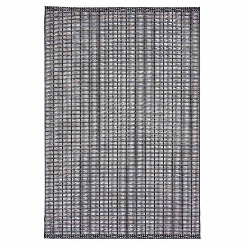 Santa Monica A041 Indoor Outdoor Stripe Rug in Black