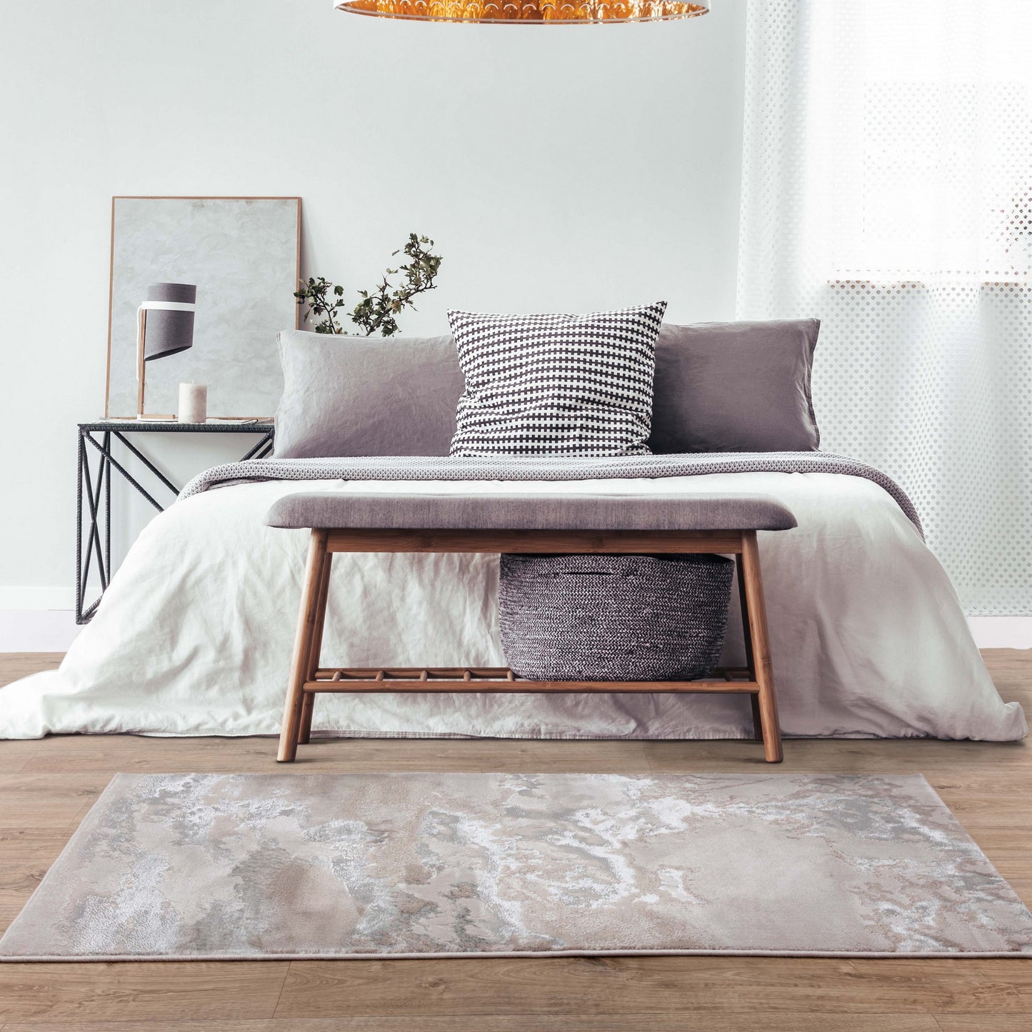 Aurora Cloud AU02 Marble Rugs in Grey Beige