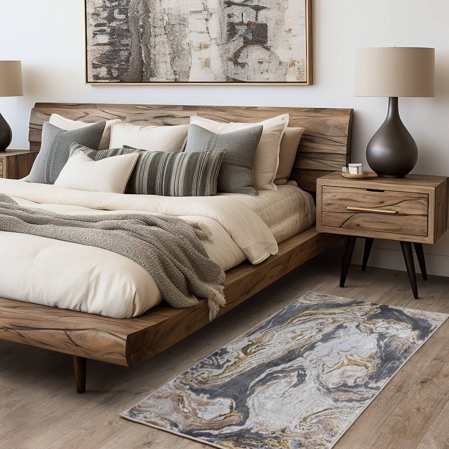 Aurora Marble AU08 Rugs in Gold Grey