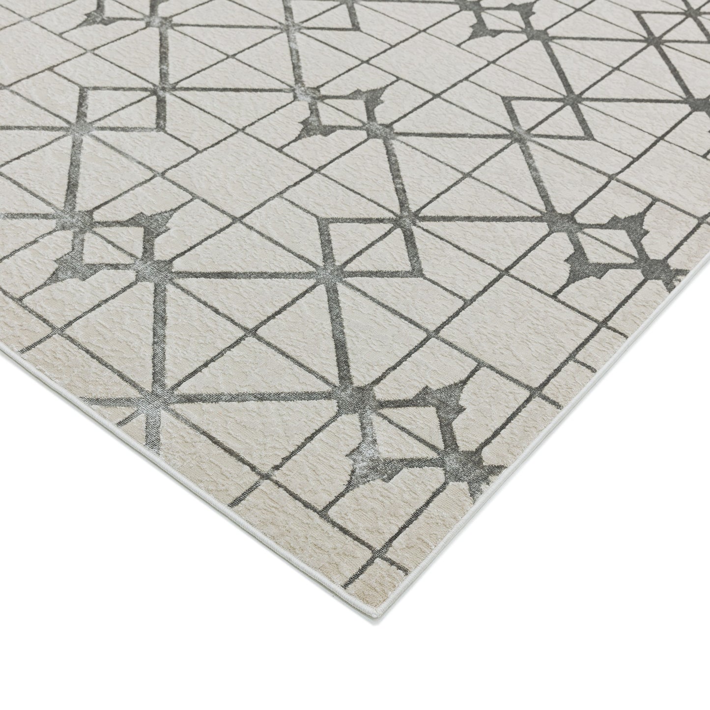Aurora Lattice AU11 Geometric Rugs in Metallic Silver Beige