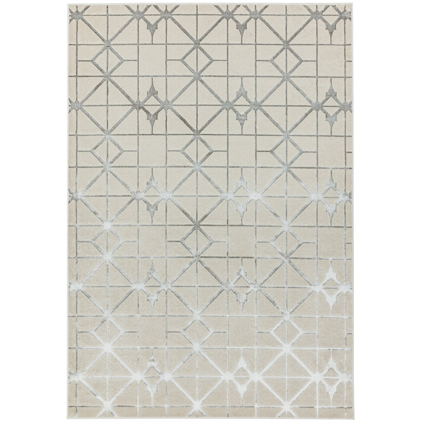 Aurora Lattice AU11 Geometric Rugs in Metallic Silver Beige