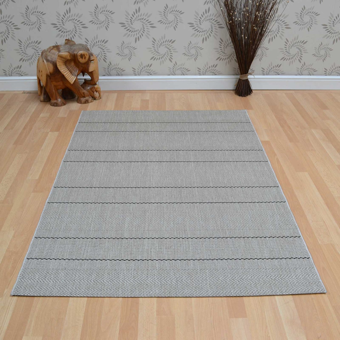 Patio Stripe PAT03 Chevron Indoor Outdoor Rugs in Beige