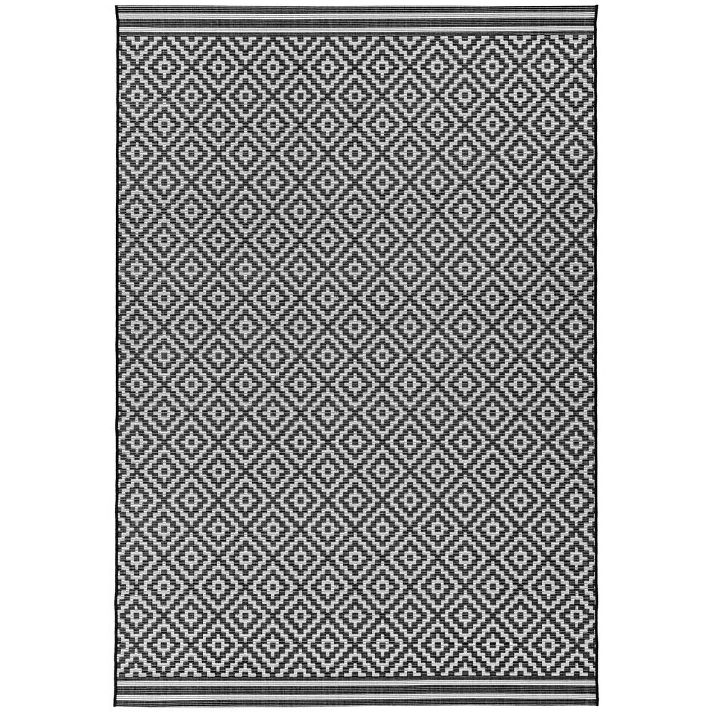 Patio Diamond PAT12 Geometric Indoor Outdoor Rugs in Black White
