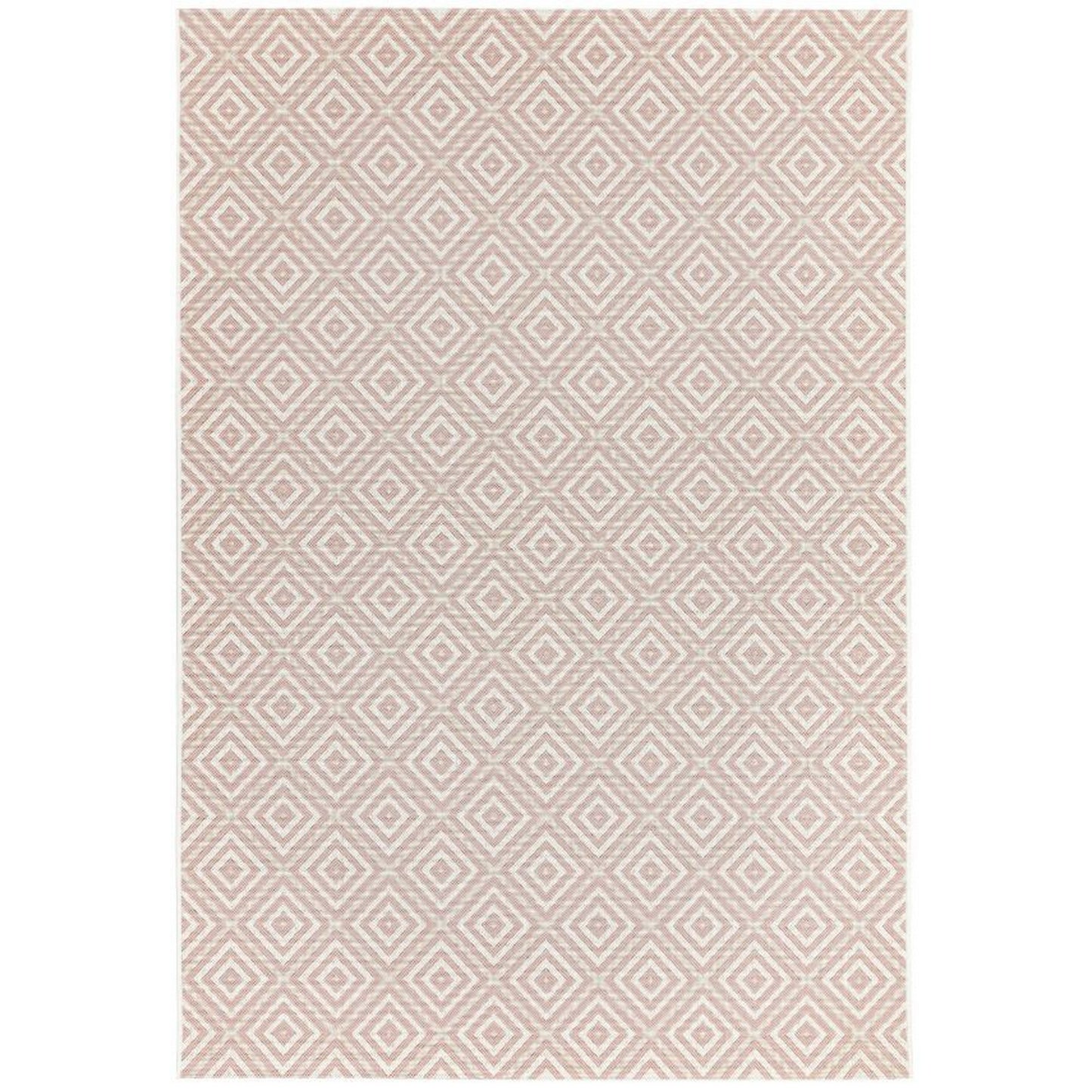 Patio Geo Diamond PAT13 Indoor Outdoor Rugs in Pink White