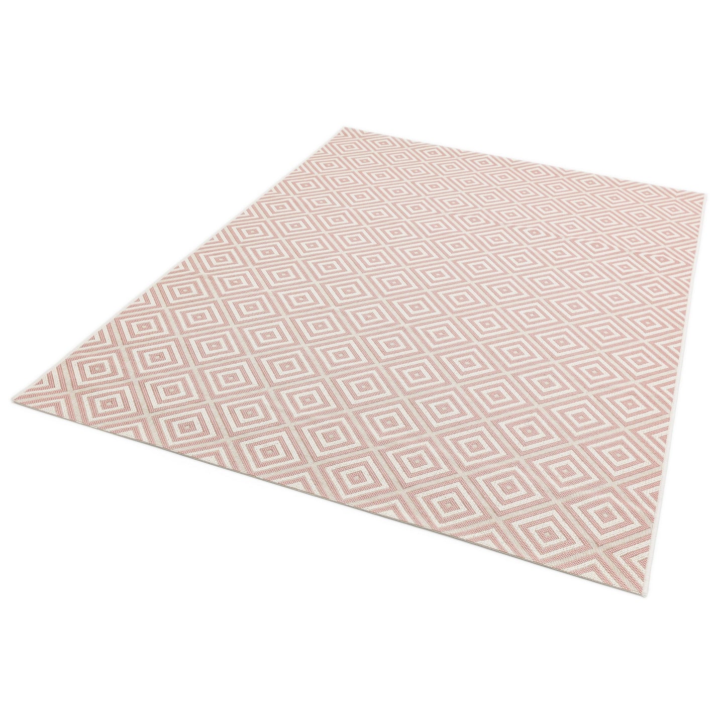Patio Geo Diamond PAT13 Indoor Outdoor Rugs in Pink White