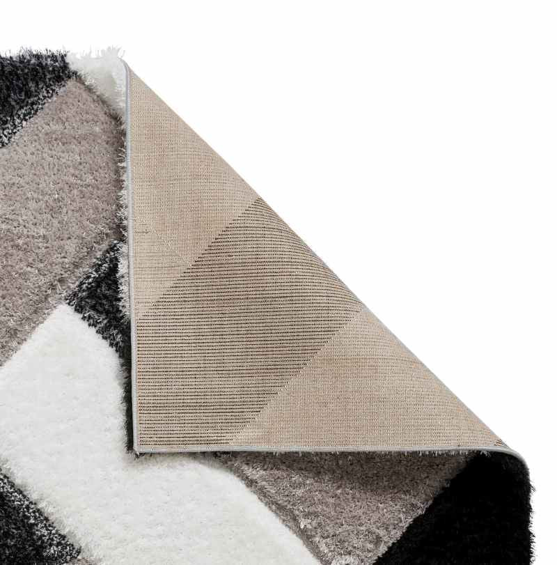 Olympia 2239 Black White Geometric Shaggy Rug