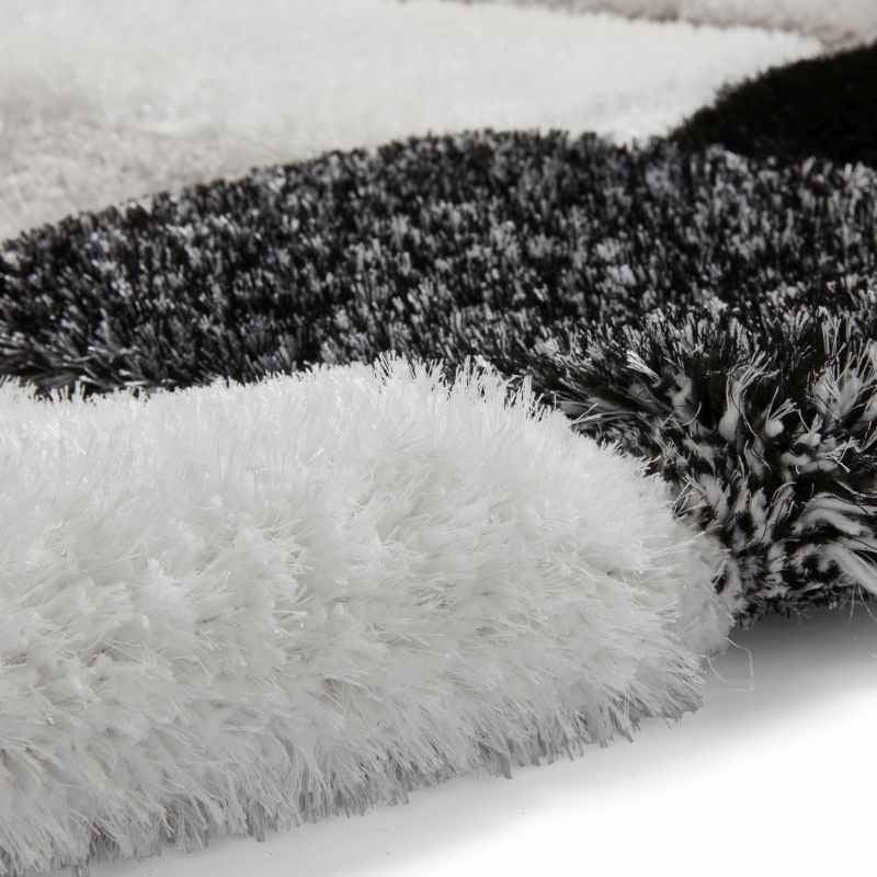 Olympia 2239 Black White Geometric Shaggy Rug