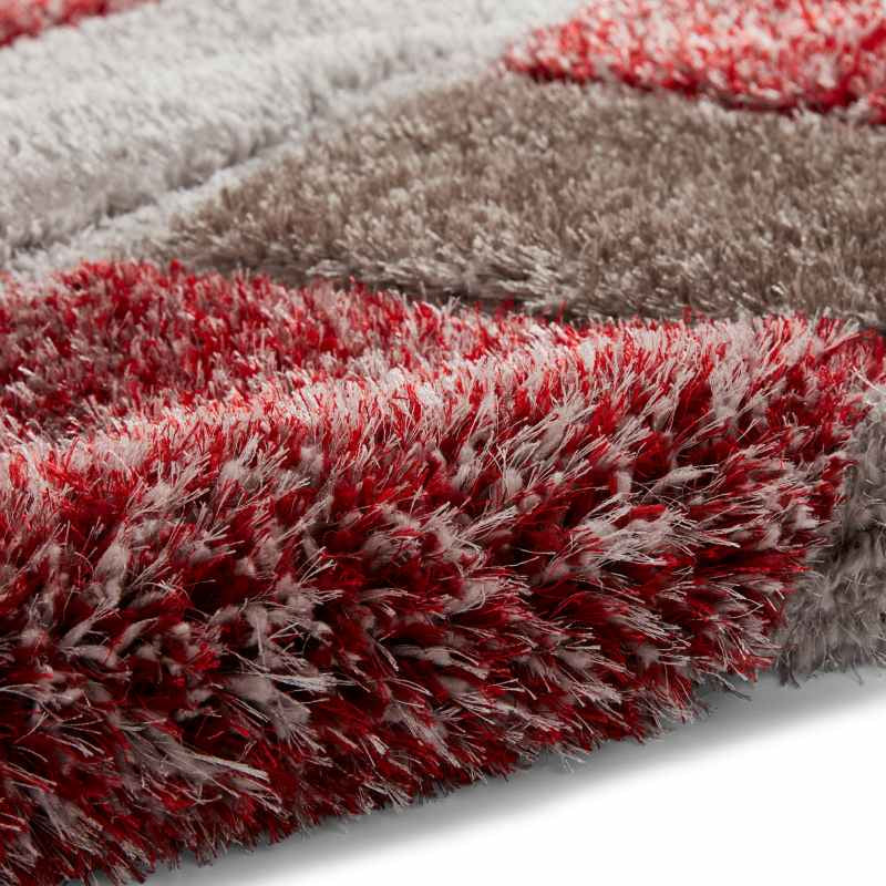 Olympia 2239 Grey Red Geometric Shaggy Rug