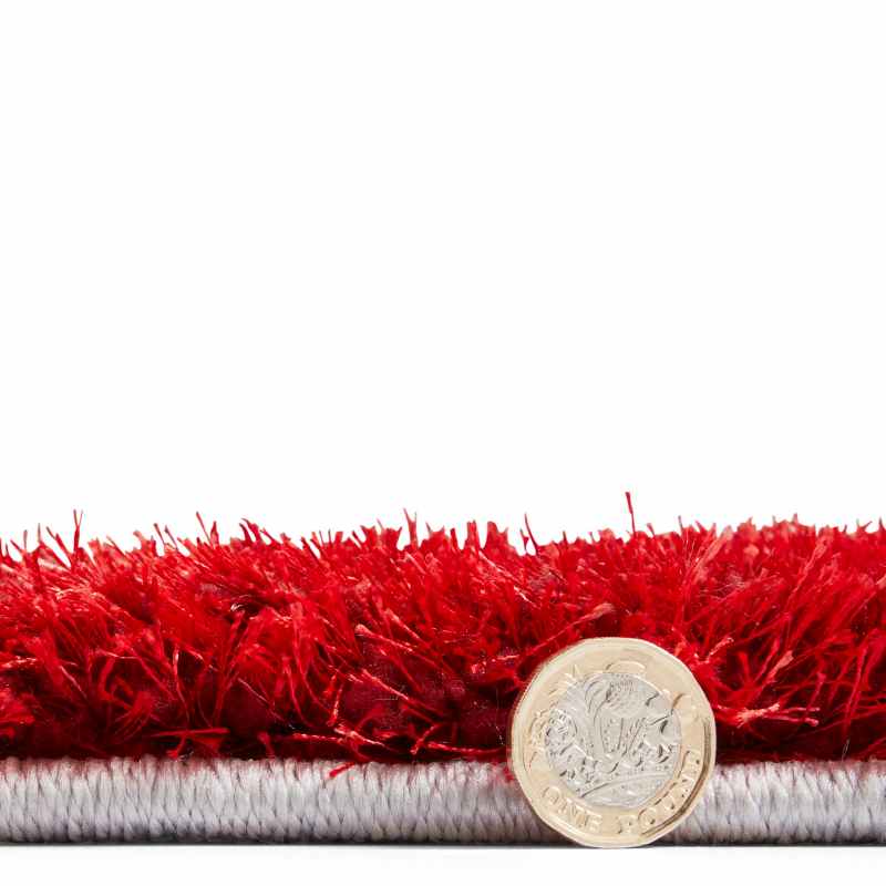 Olympia 2239 Grey Red Geometric Shaggy Rug
