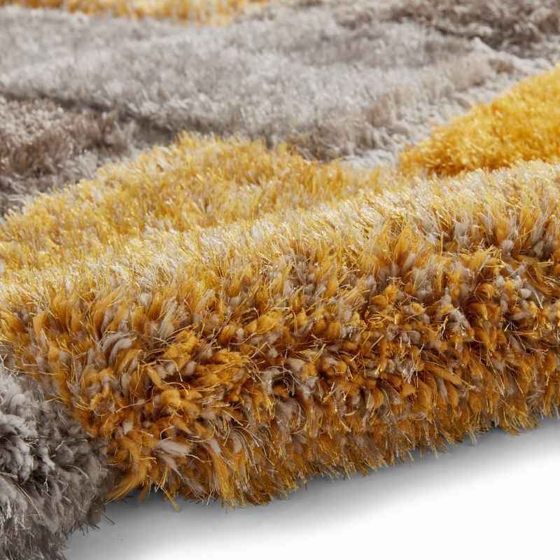 Olympia 2239 Grey Yellow Geometric Shaggy Rug