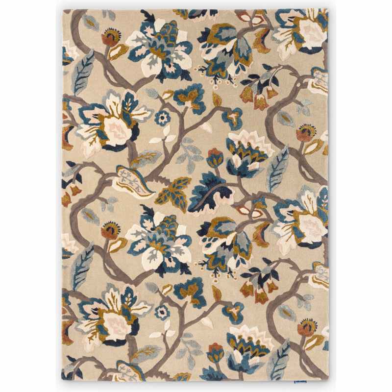 Amanpuri 145101 Leaf Wool Rugs By Sanderson in Stone Grey