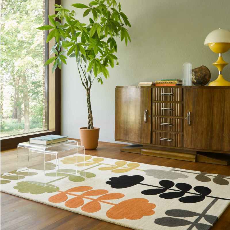 Cut Stem Wool Rugs 061405 in Multi By Designer Orla Kiely