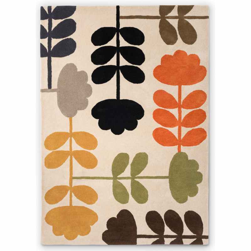 Cut Stem Wool Rugs 061405 in Multi By Designer Orla Kiely