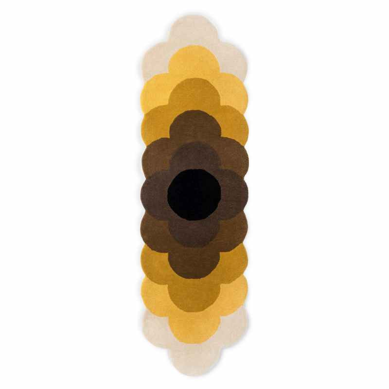 Optical Flower Wool Rugs 061206 in Dandelion By Designer Orla Kiely