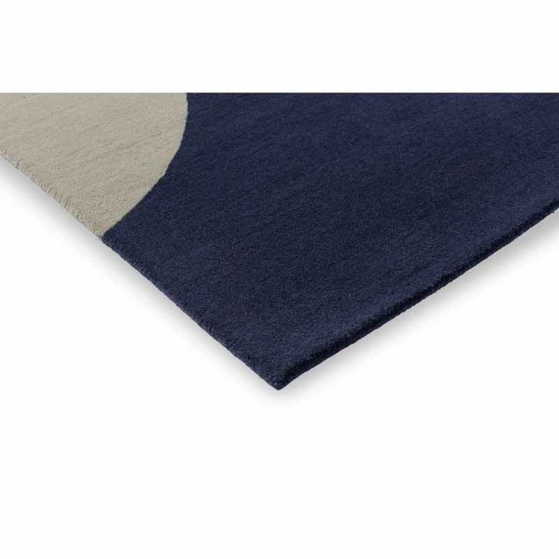 Geo Flower Wool Rugs 060608 in Denim By Designer Orla Kiely