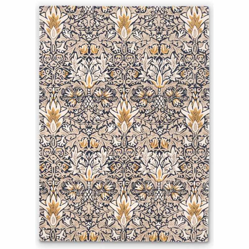 Snakeshead Floral Rugs 127208 in Indigo by William Morris