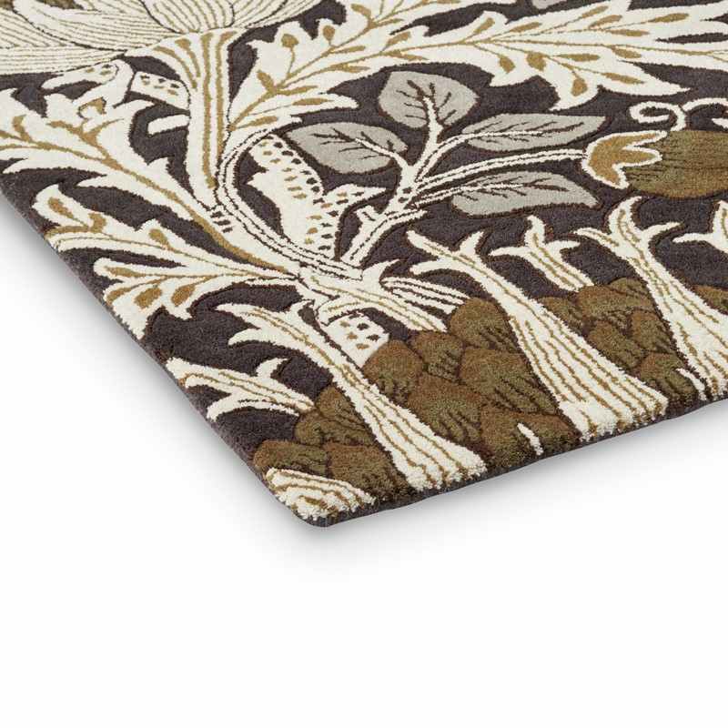 Artichoke Runner Rugs 127105 in Charcoal Mustard By William Morris