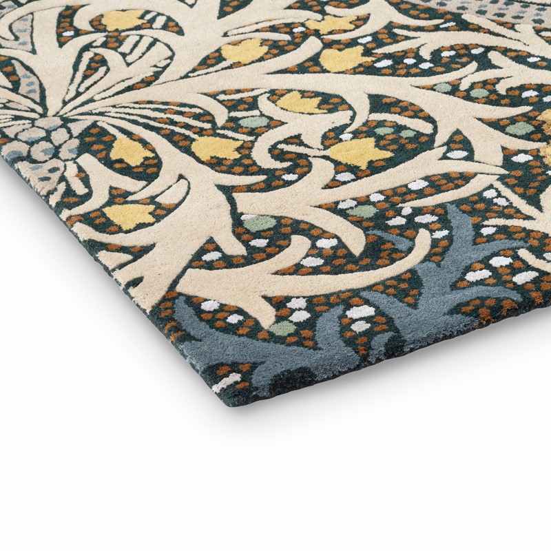 Seaweed Hallway Runner Rugs in 127008 Teal by William Morris