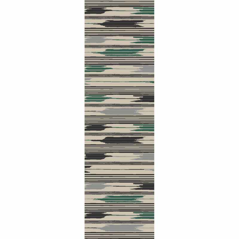 Ishi Striped Runner Rugs 146004 by Sanderson in Slate Charcoal