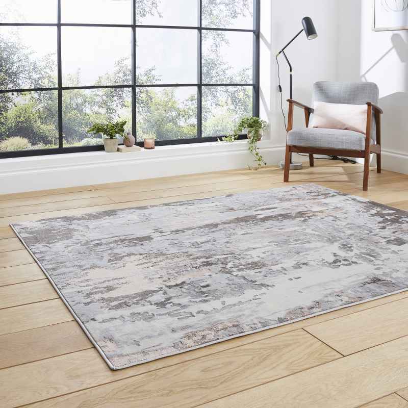 Apollo GR580 Modern Abstract Distressed Rugs in Grey Rose