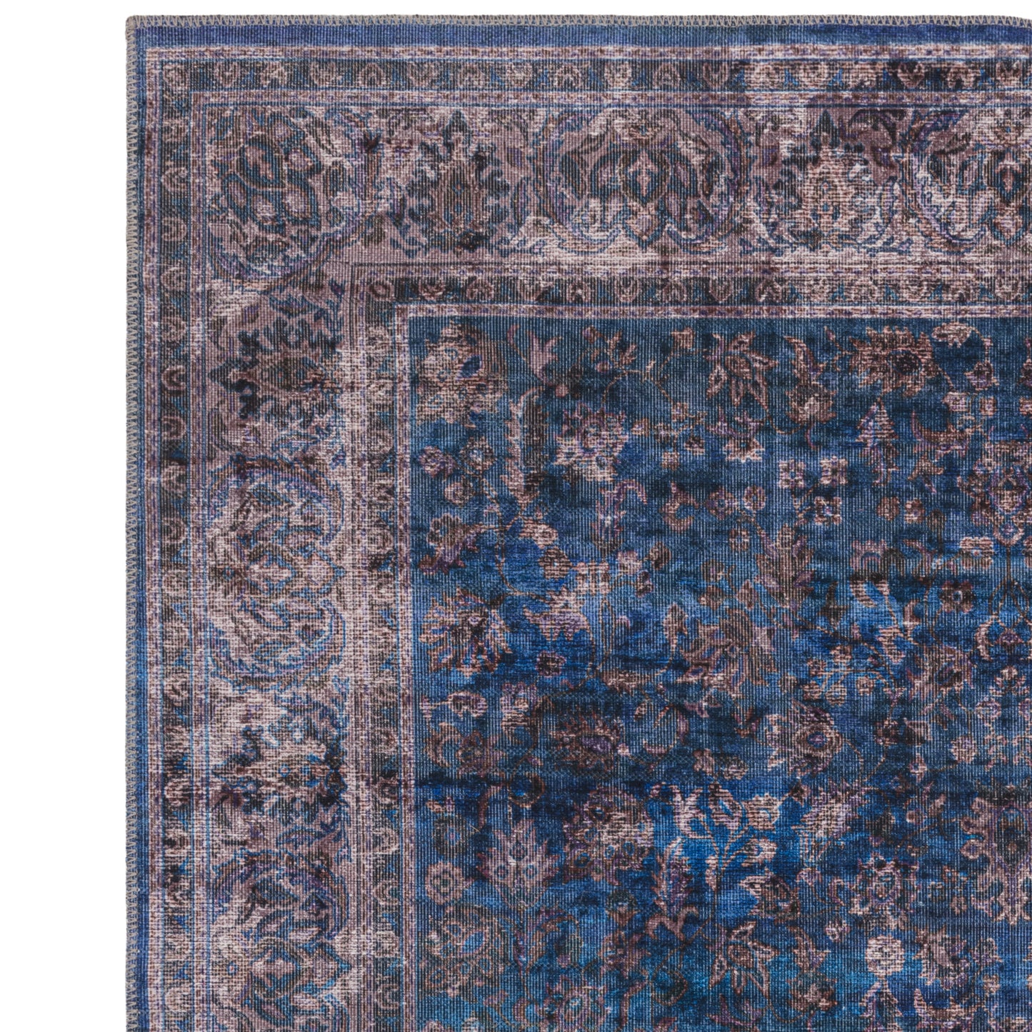 Kaya Ava KY02 Traditional Persian Floral Rugs in Blue Black