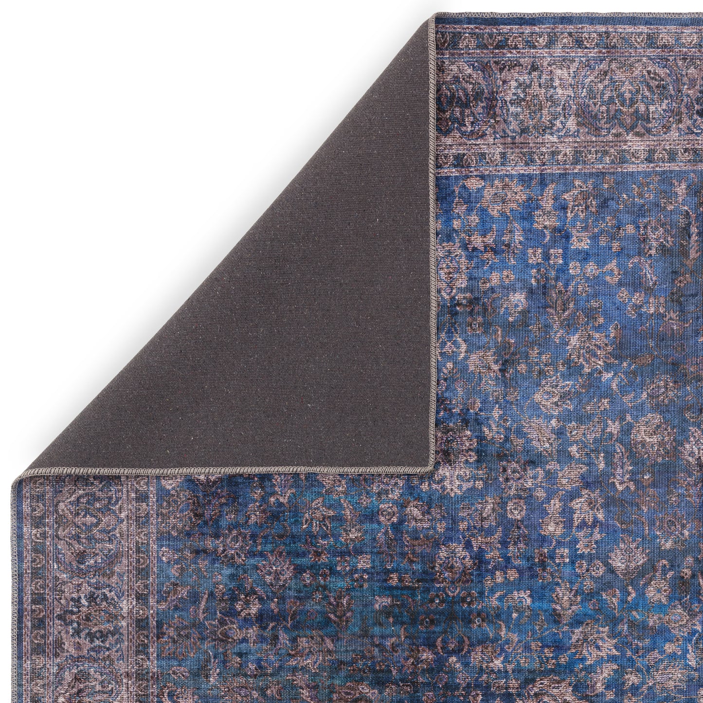 Kaya Ava KY02 Traditional Persian Floral Rugs in Blue Black