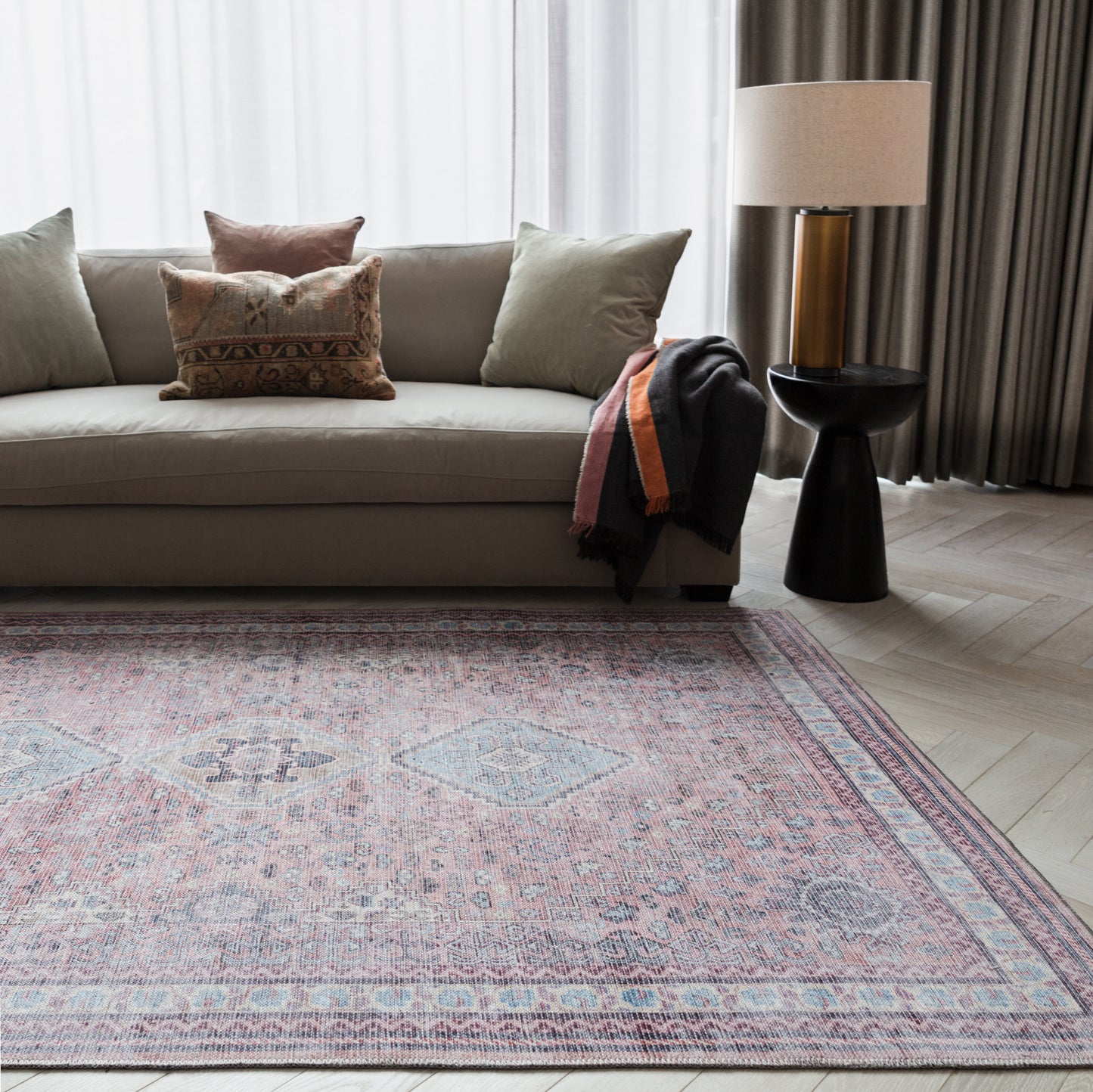 Kaya Esfir KY09 Traditional Persian Floral Rugs in Red Blue