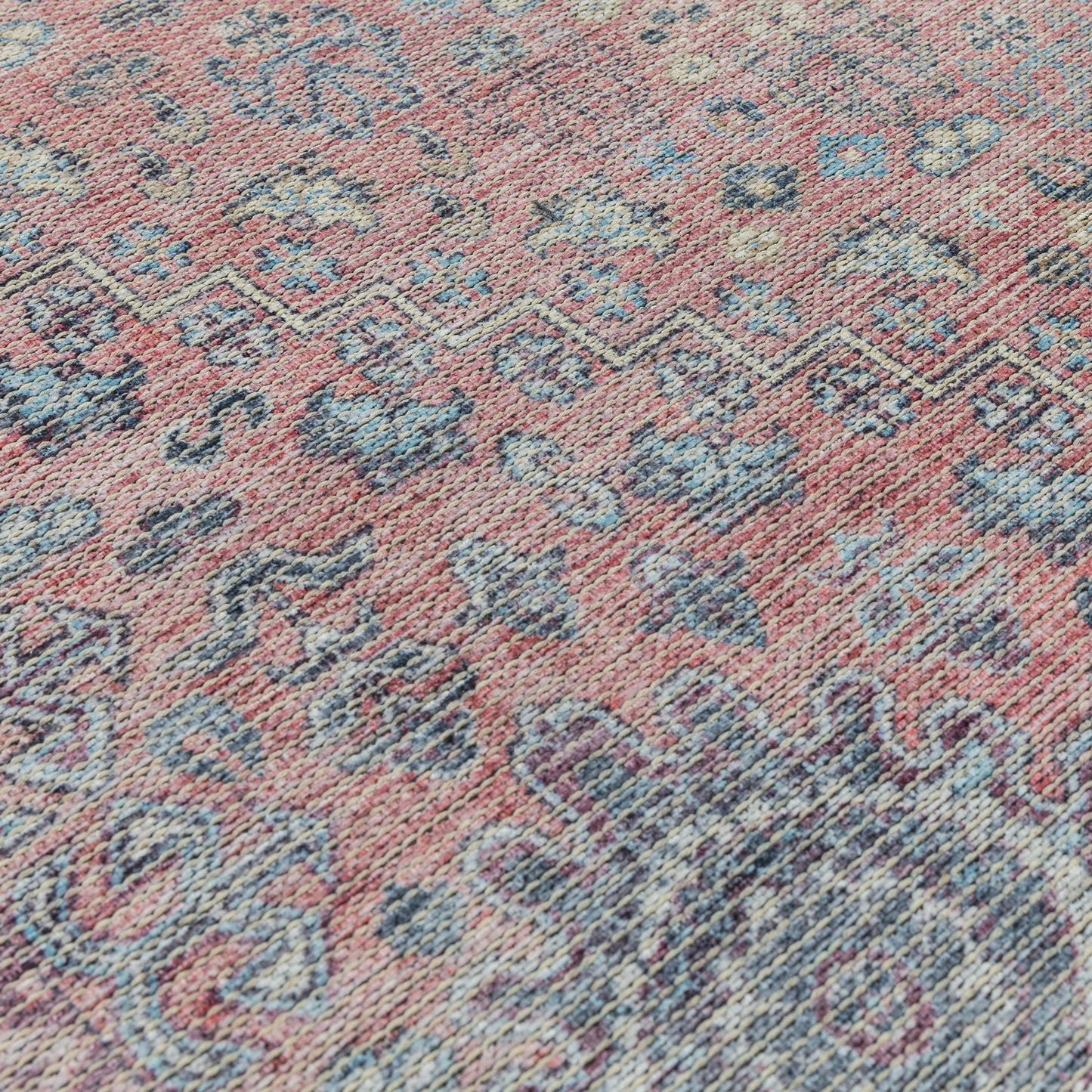 Kaya Esfir KY09 Traditional Persian Floral Rugs in Red Blue