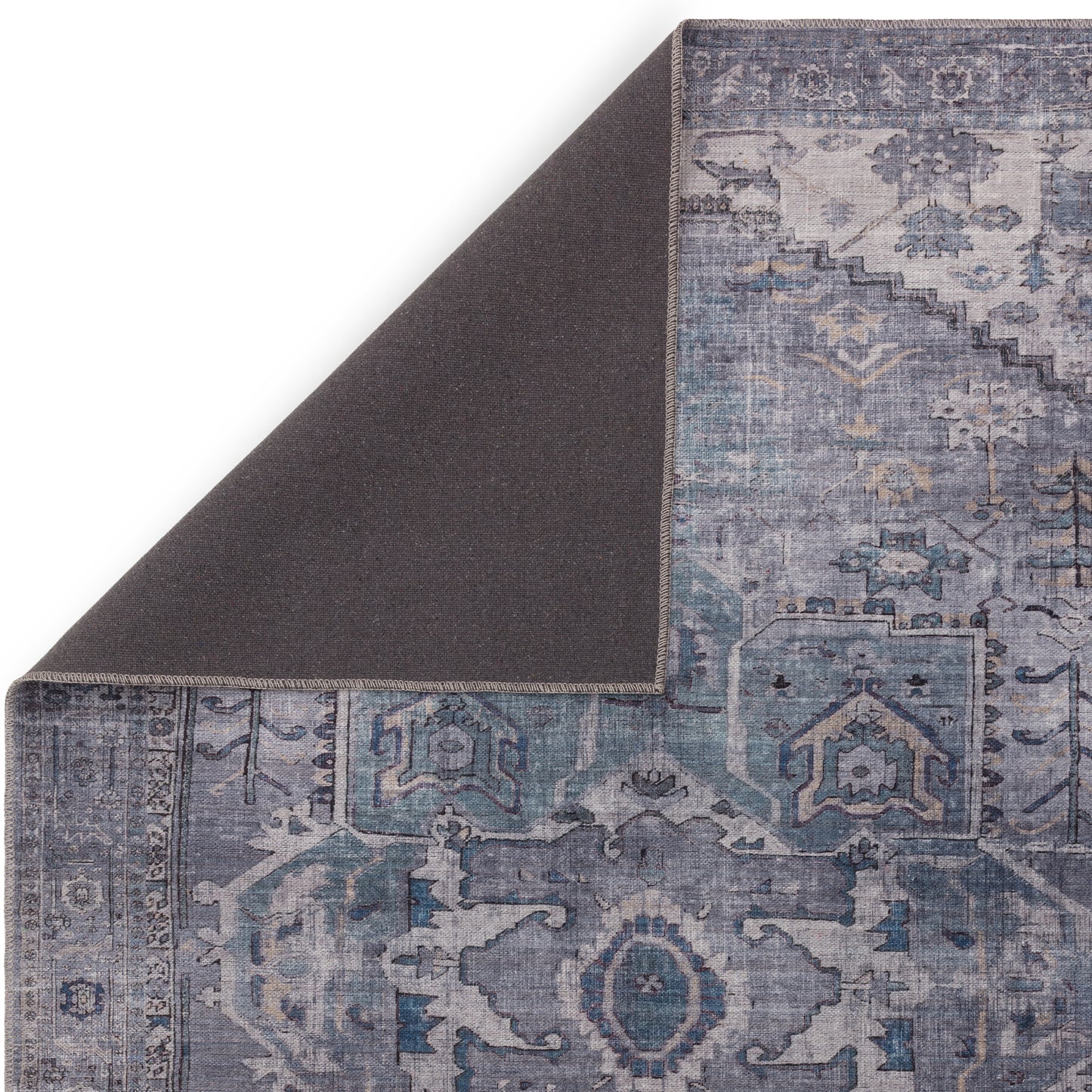 Kaya Noor KY03 Traditional Persian Floral Rugs in Grey Silver