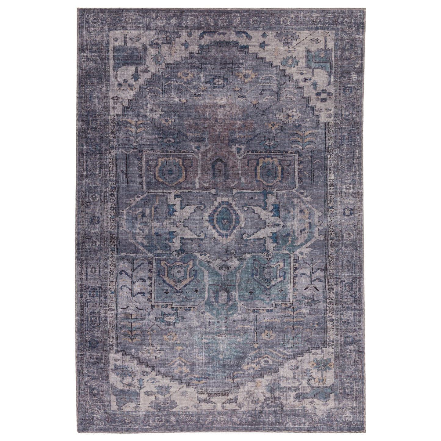 Kaya Noor KY03 Traditional Persian Floral Rugs in Grey Silver