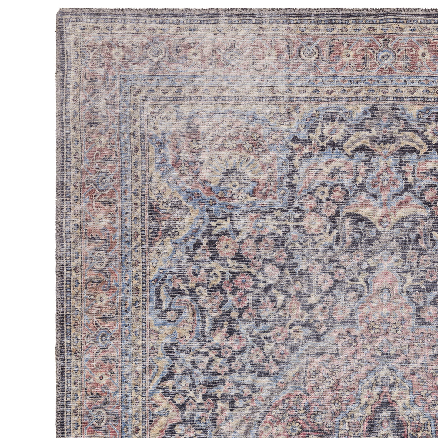 Kaya Rana KY11 Traditional Persian Floral Rugs in Red Blue