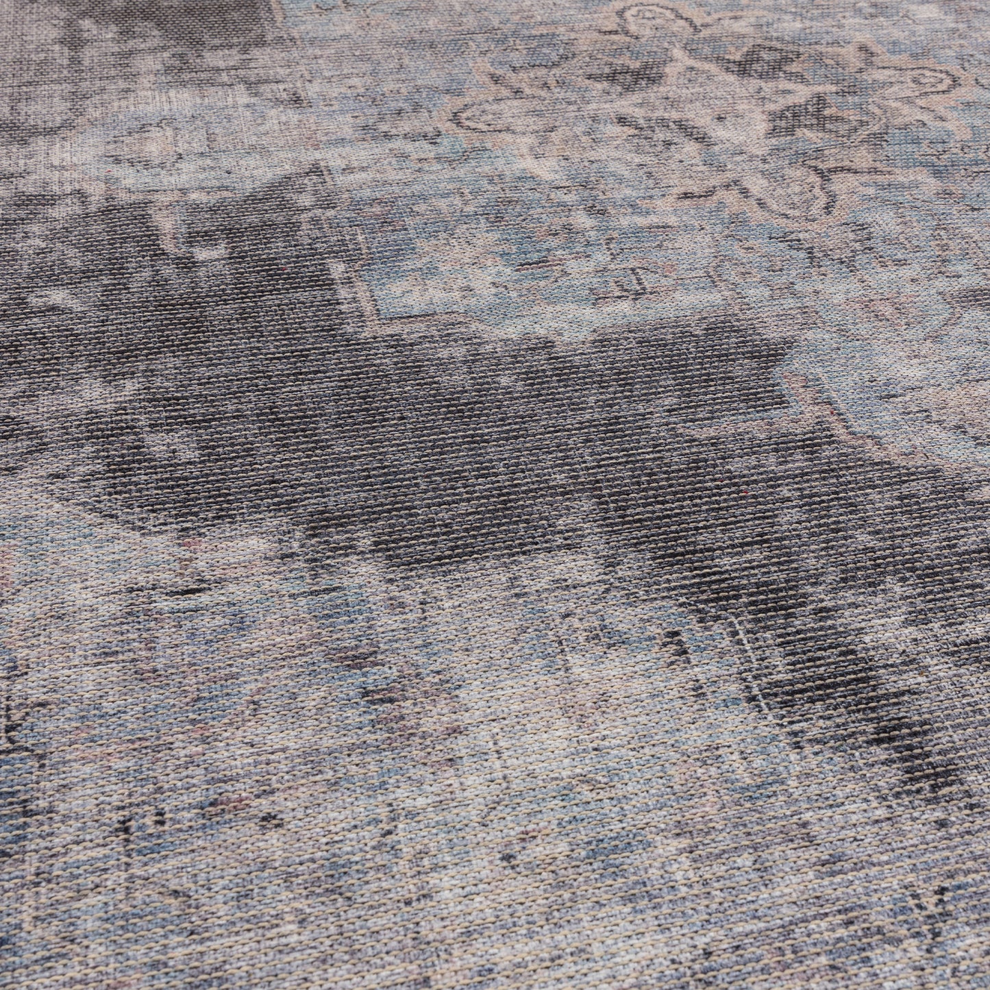 Kaya Roya KY05 Traditional Persian Floral Rugs in Blue Black