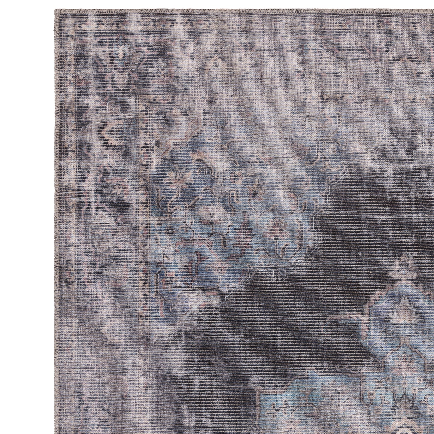 Kaya Roya KY05 Traditional Persian Floral Rugs in Blue Black