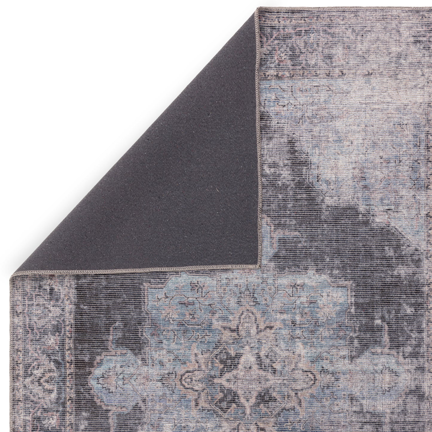 Kaya Roya KY05 Traditional Persian Floral Rugs in Blue Black