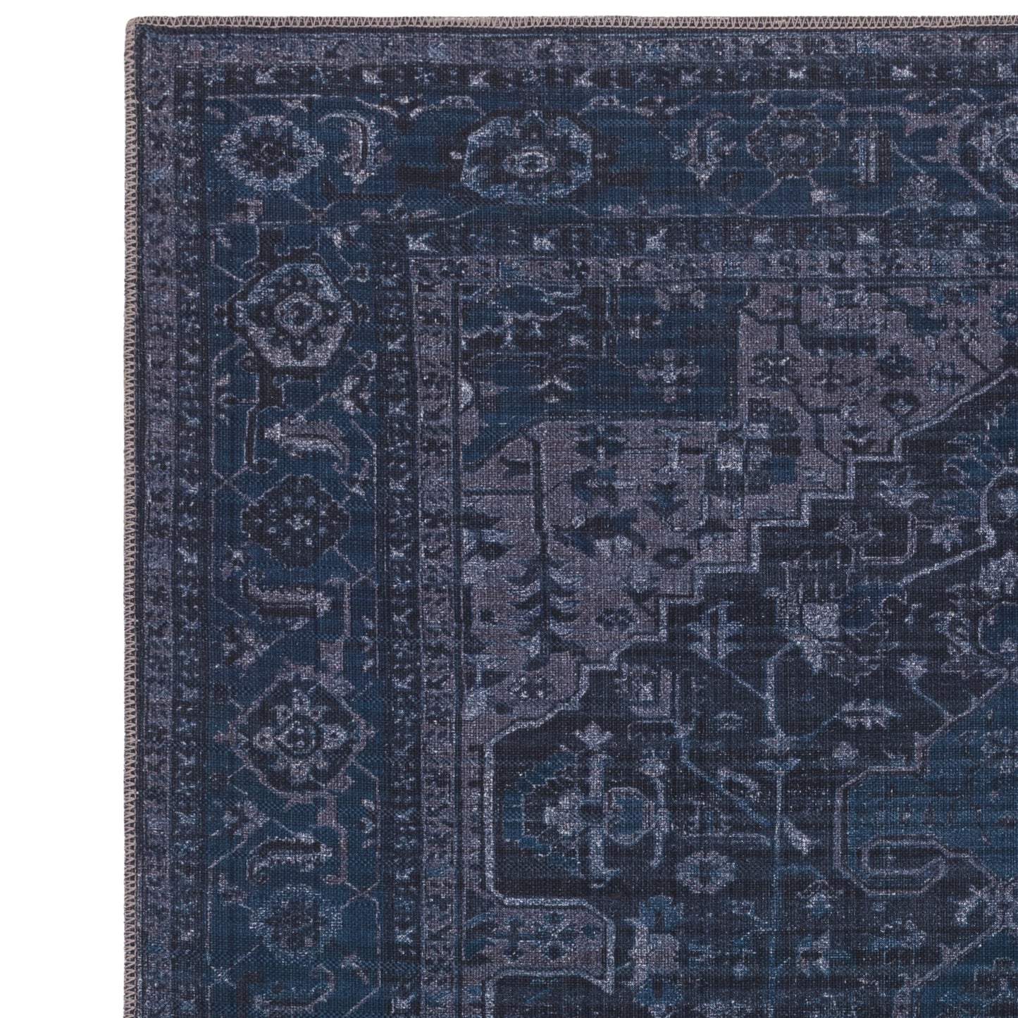 Kaya Sara KY15 Traditional Persian Floral Rugs in Navy Blue