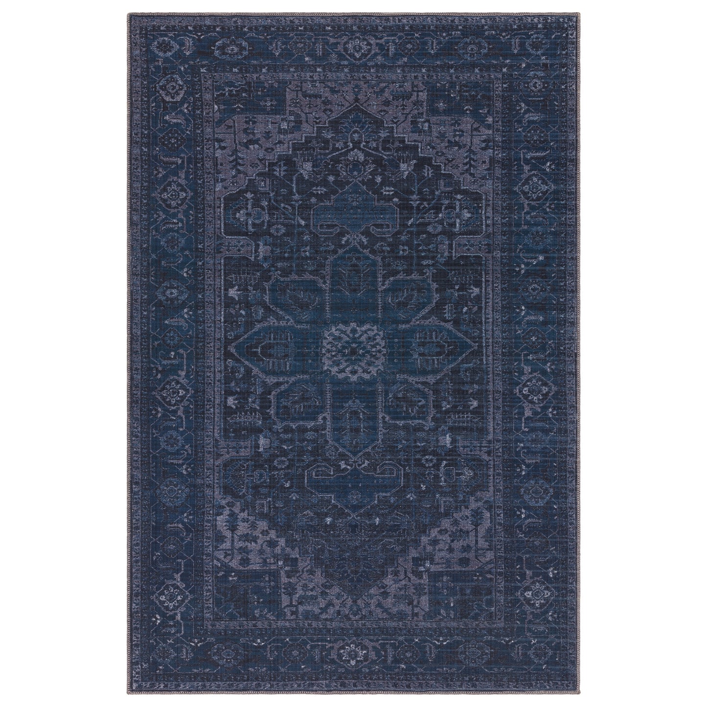 Kaya Sara KY15 Traditional Persian Floral Rugs in Navy Blue