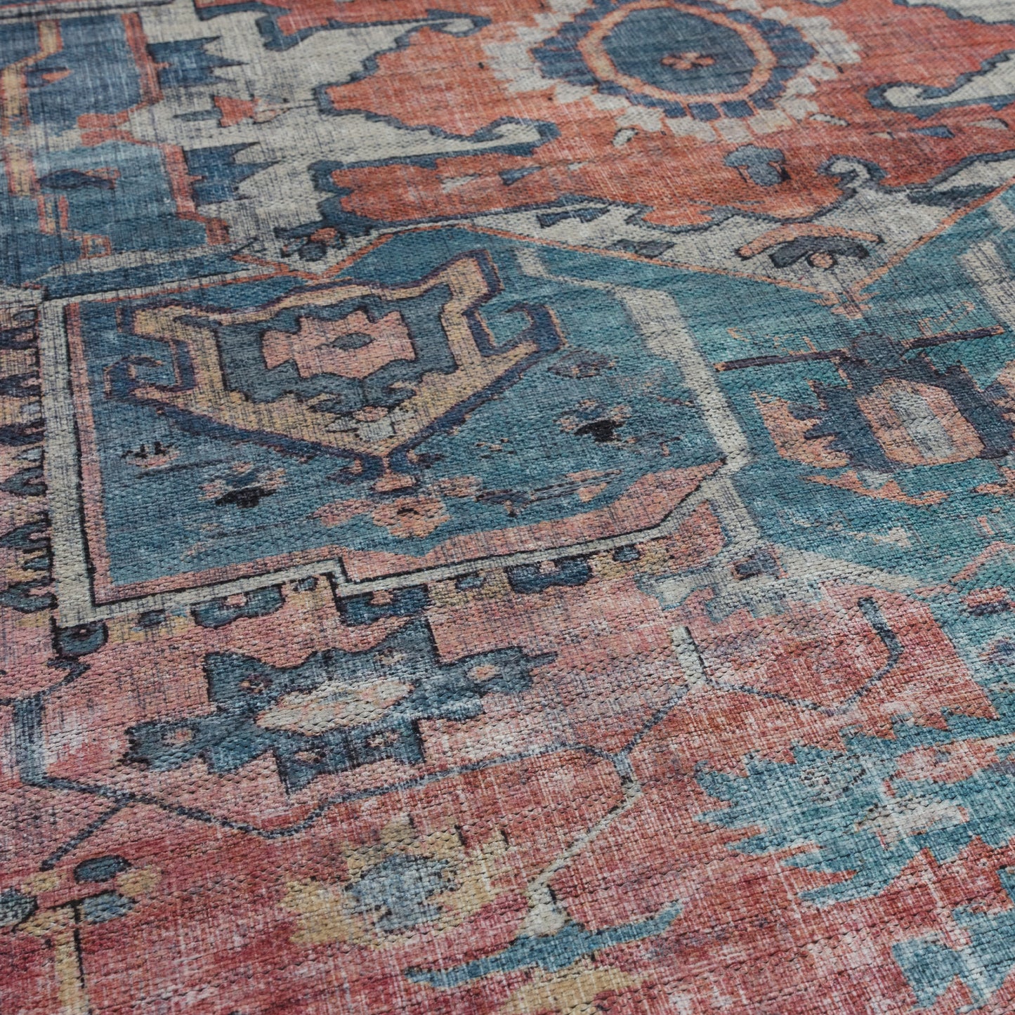 Kaya Shiva KY01 Traditional Persian Floral Rugs in Red Blue