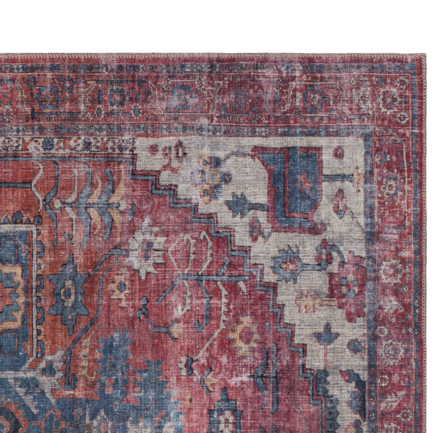 Kaya Shiva KY01 Traditional Persian Floral Rugs in Red Blue