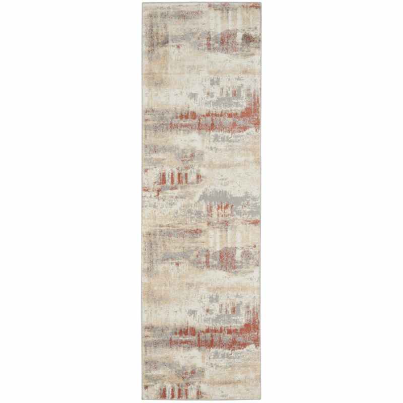 CK005 Enchanting ECH02 Runner Rug by Calvin Klein in Grey Rust Orange
