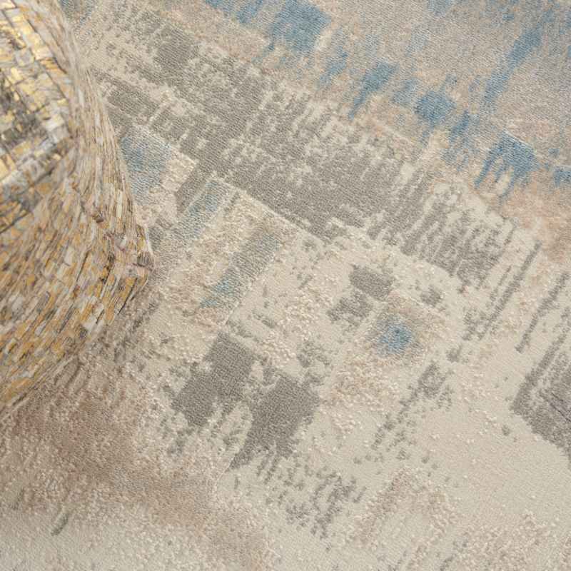 Solace SLA08 Distressed Abstract Rug in Ivory Grey Blue