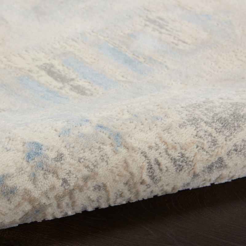Solace SLA08 Distressed Abstract Rug in Ivory Grey Blue