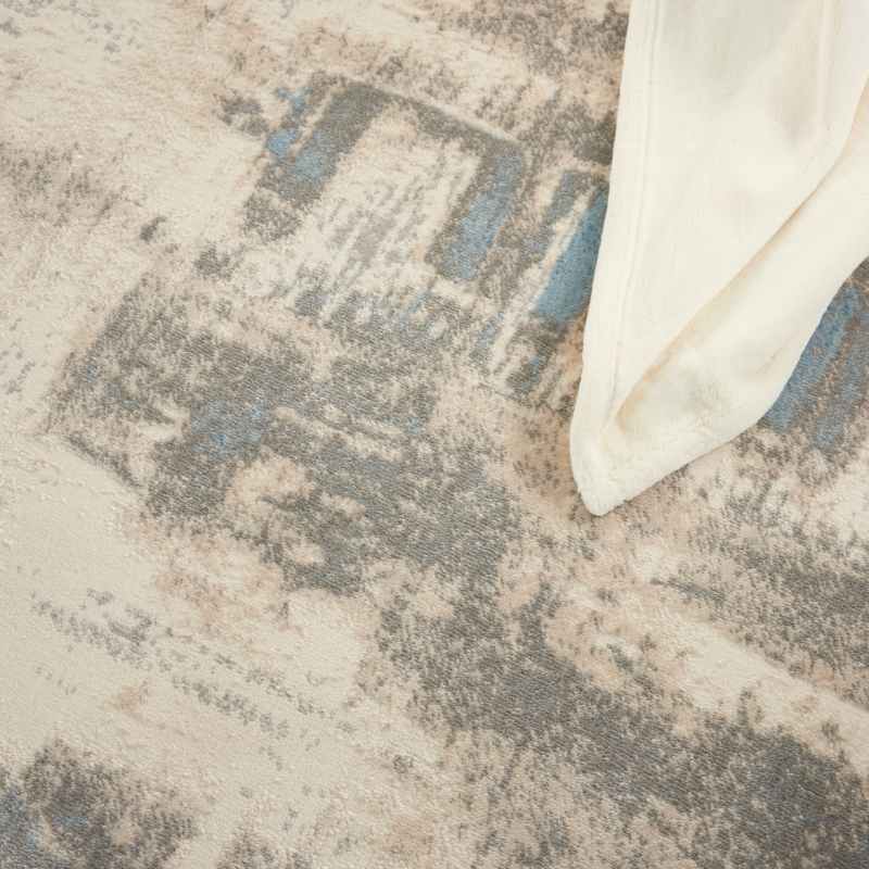 Solace SLA07 Distressed Abstract Rug in Ivory Grey Blue