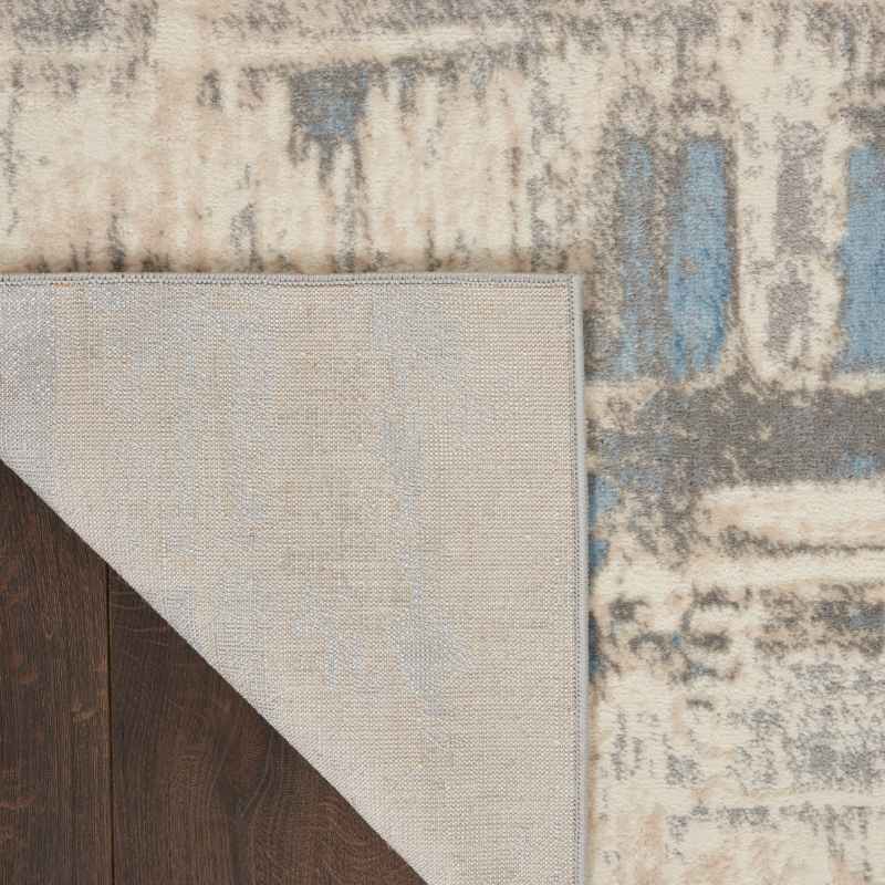 Solace SLA07 Distressed Abstract Rug in Ivory Grey Blue